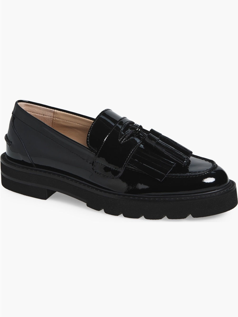 NWT Stuart Weitzman Black Patent Kiltie Tassel Loafer